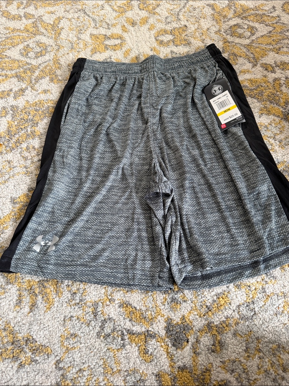 Under Armour Men's Gray Athletic Shorts with Black Panels